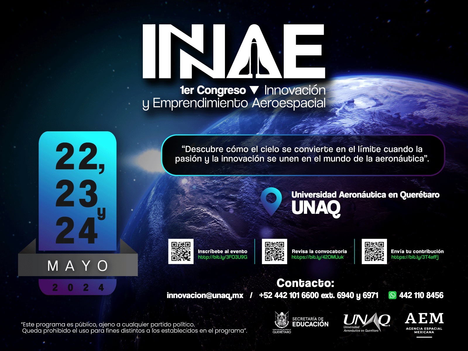 Convocan a Congreso de Innovación y Emprendimiento Aeroespacial (INNAE)