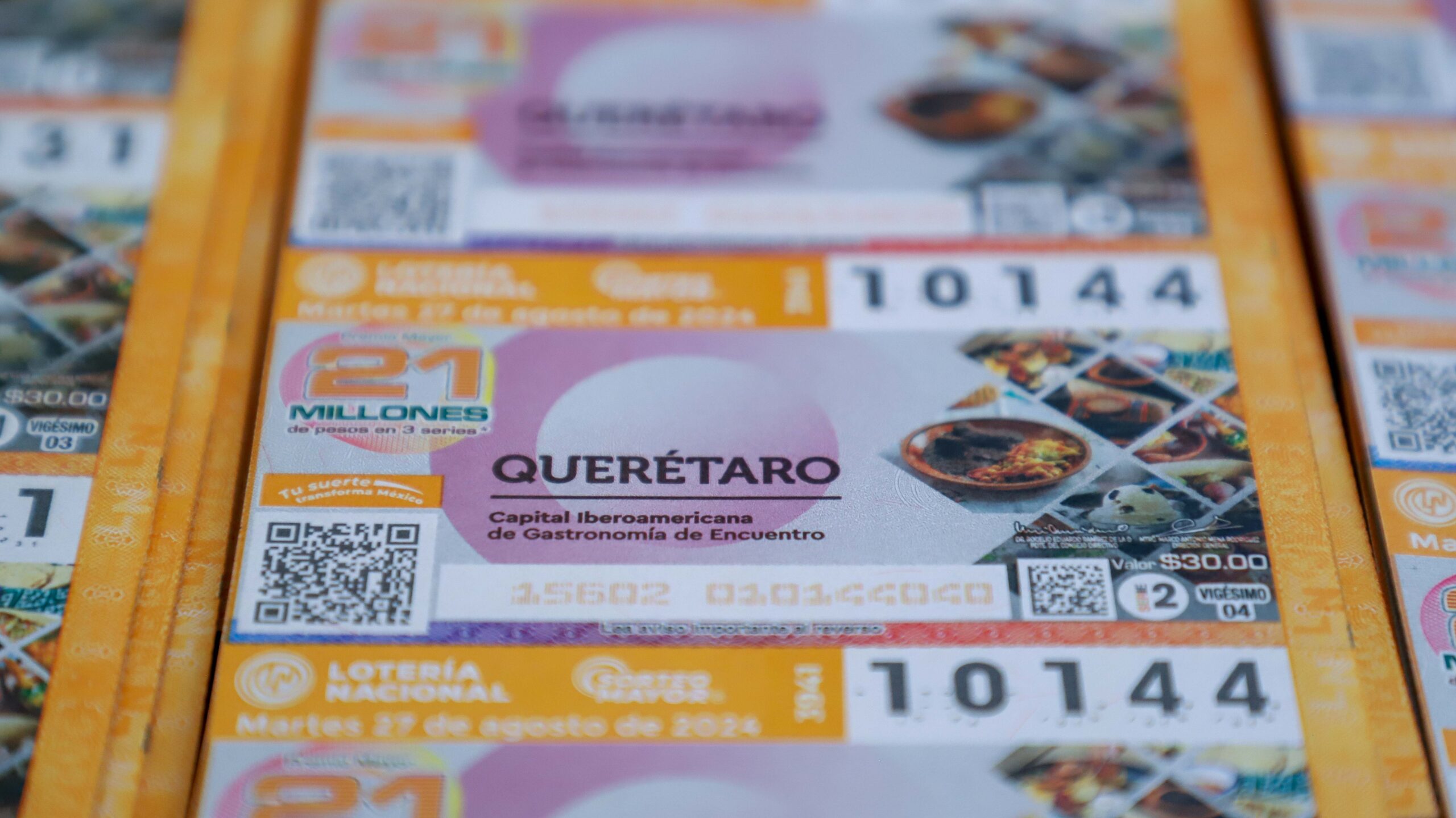 Emite Lotería Nacional, billete conmemorativo de Querétaro Capital Iberoamericana de la Gastronomía de Encuentro