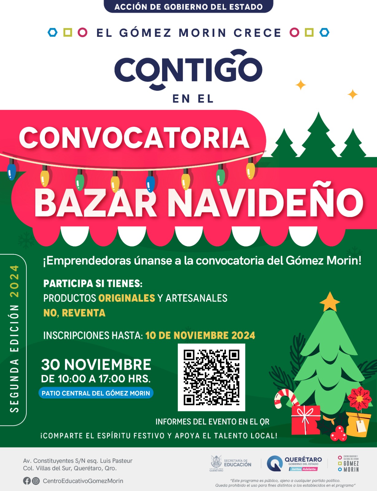 Recibirá el Gómez Morin el Bazar Navideño 2024