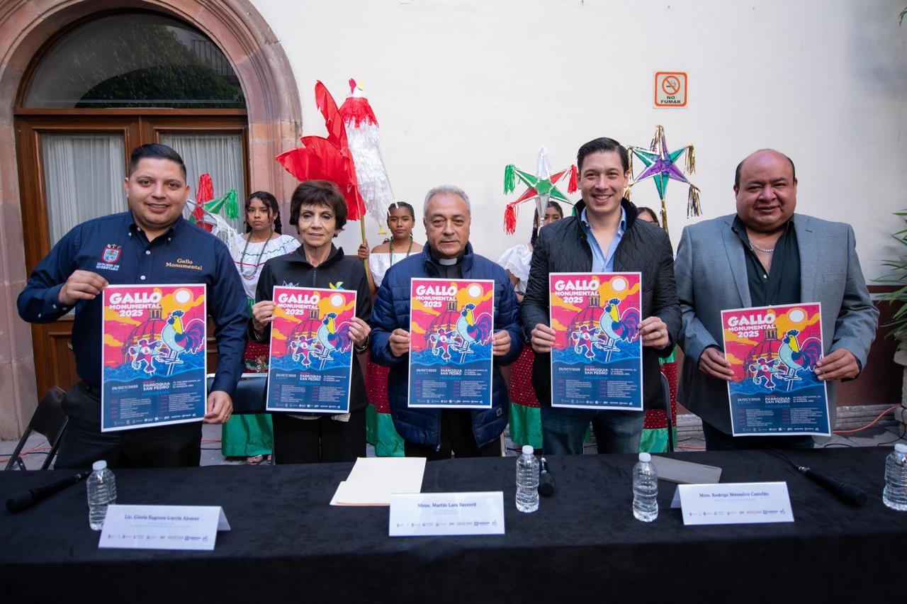 Presentan el “Gallo Monumental 2025”, tradición que une a Querétaro